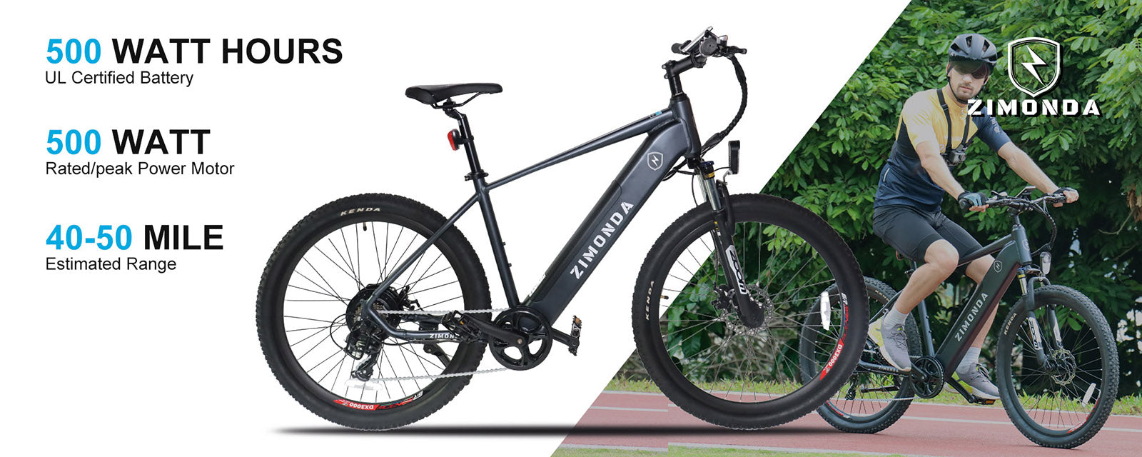 ZIMONDA Elektro-Mountainbike für Erwachsene, 27,5-Zoll-E-Bike, bürstenloser BAFANG-500-W-Motor, abnehmbarer 48-V-10,4-Ah-Lithium-Ionen-Akku, E-Fahrrad mit Armaturenbrett, Shimano 7-Gang-Schaltung, Zoom-Federgabel